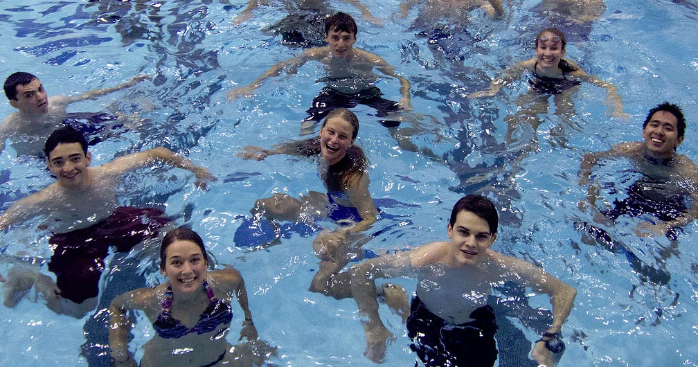 students in the pool